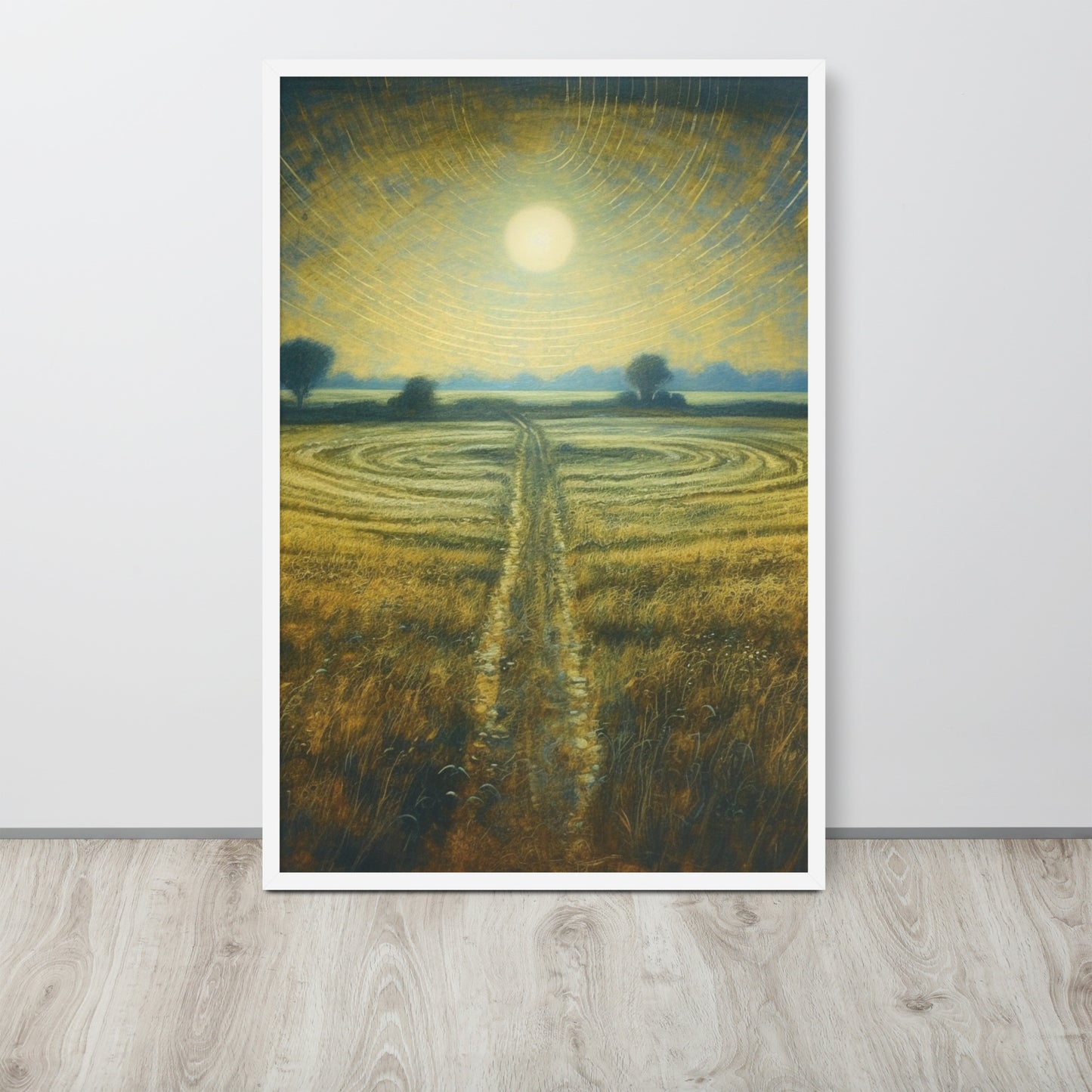 Celestial Harvest: J.M.W. Turner-Inspired Moonlit Field Framed poster - Perfect for a Contemporary Interior