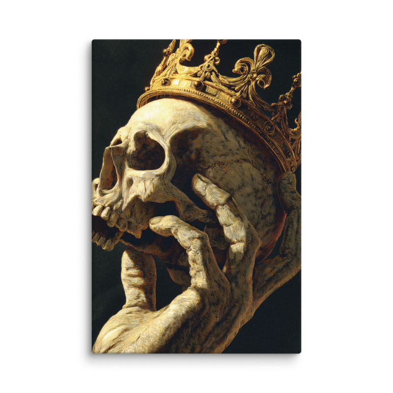 Gothic Wall Art – Crowned Skull Canvas Print | Dark Academia Memento Mori Home Decor