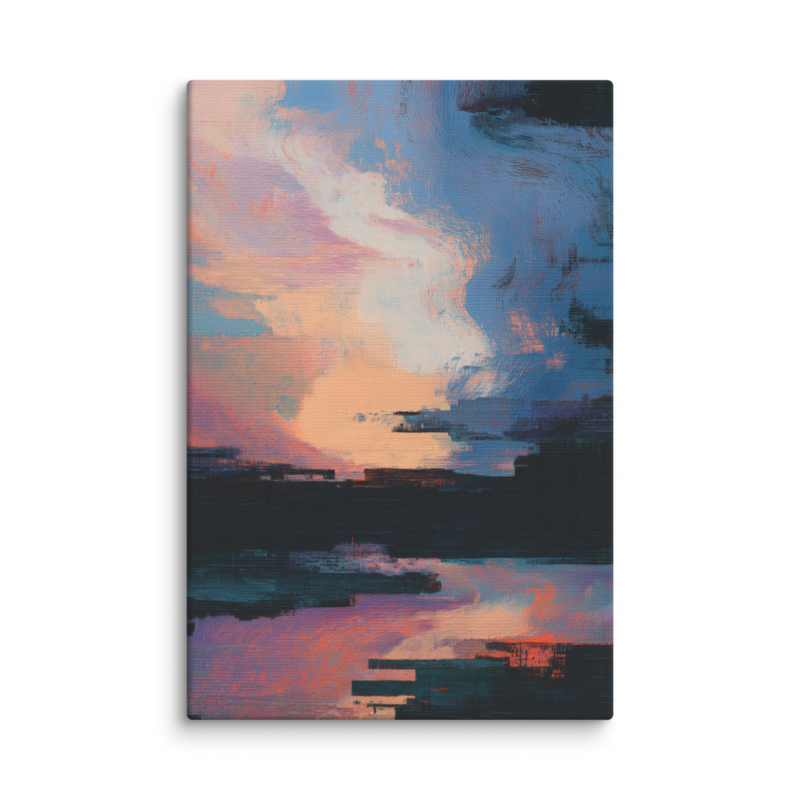Glitch Sunset Canvas Print – Vaporwave Abstract Wall Art | Dopamine Decor Modern Home Decor