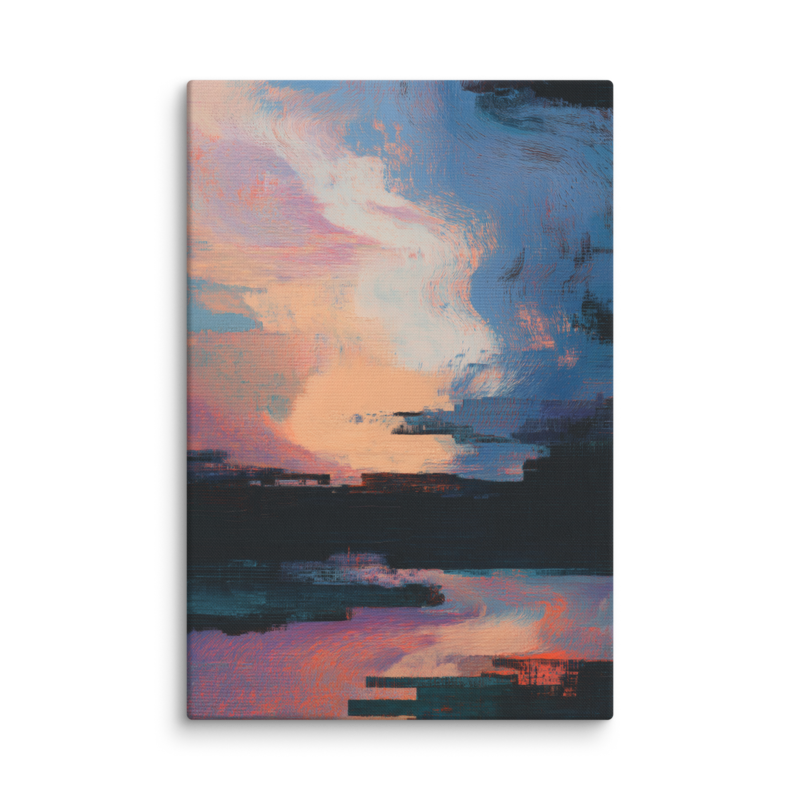 Glitch Sunset Canvas Print – Vaporwave Abstract Wall Art | Dopamine Decor Modern Home Decor