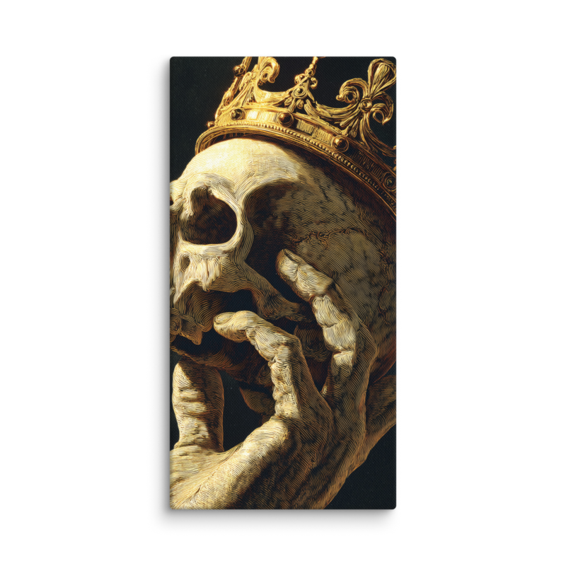 Gothic Wall Art – Crowned Skull Canvas Print | Dark Academia Memento Mori Home Decor