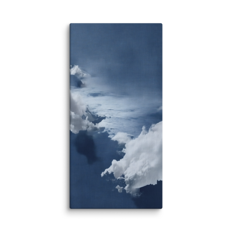 Blue Cloud Canvas Print – Coastal Minimalist Wall Art | Navy Japandi Calm Home Decor