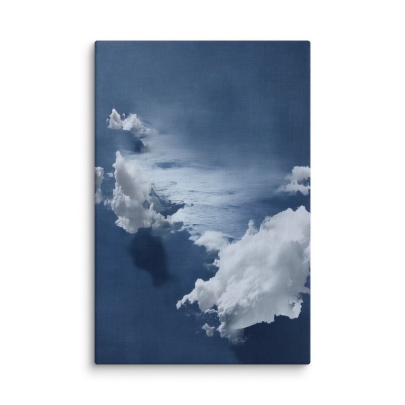 Blue Cloud Canvas Print – Coastal Minimalist Wall Art | Navy Japandi Calm Home Decor