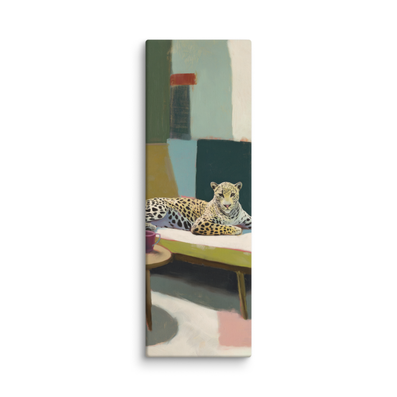 Leopard on Daybed Canvas Print – MCM Wall Art | Dopamine Decor Mid Century Modern Home Decor