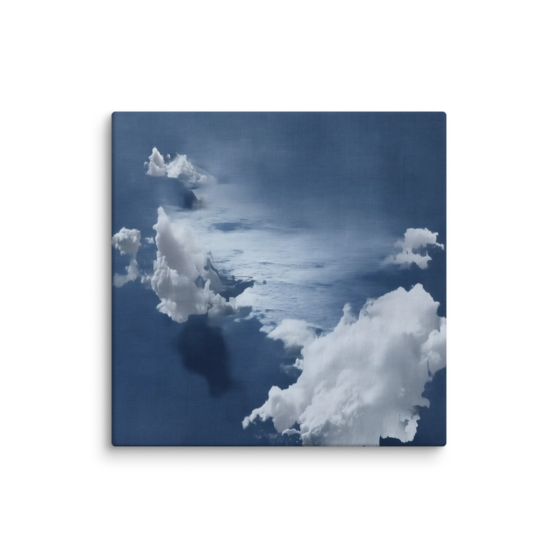 Blue Cloud Canvas Print – Coastal Minimalist Wall Art | Navy Japandi Calm Home Decor