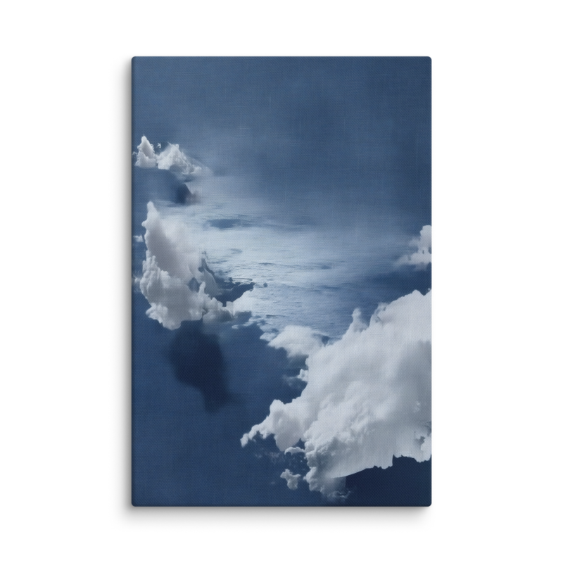 Blue Cloud Canvas Print – Coastal Minimalist Wall Art | Navy Japandi Calm Home Decor