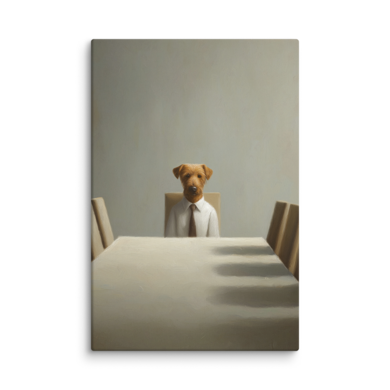 Funny Dog Wall Art – Business Dog Canvas Print | Surrealist Minimalist Office Home Decor