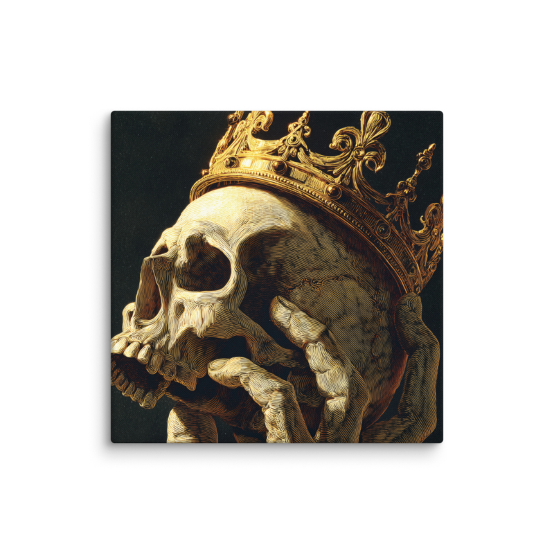 Gothic Wall Art – Crowned Skull Canvas Print | Dark Academia Memento Mori Home Decor
