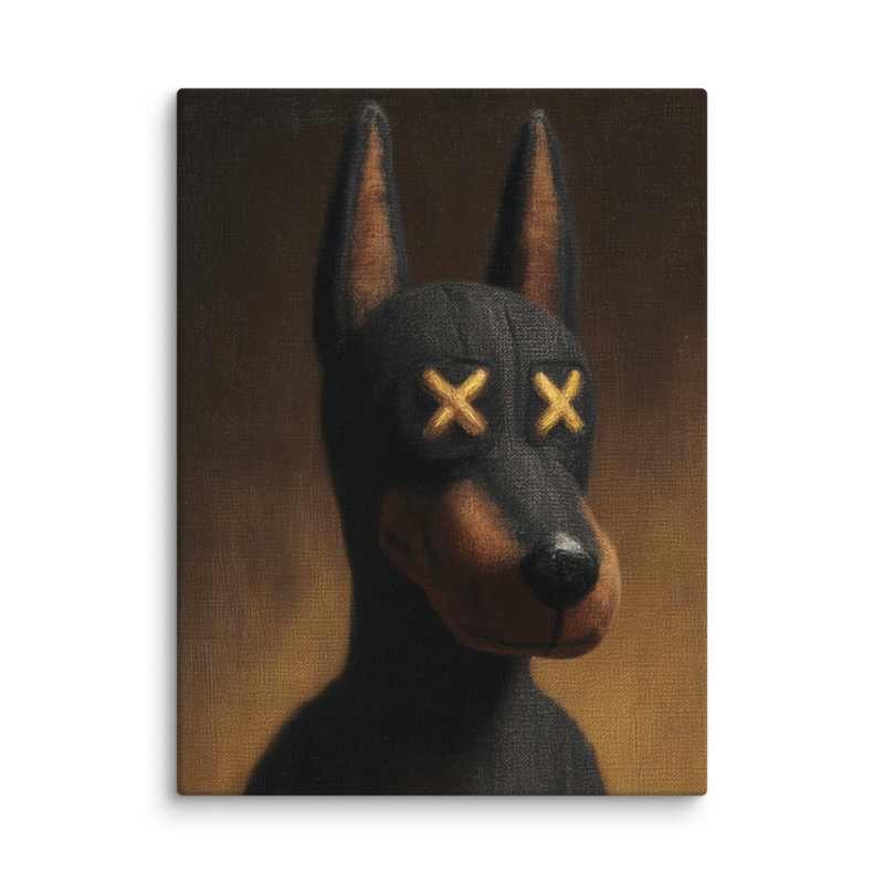 Doberman Portrait Canvas Print – Dark Luxury Street Art Wall Art | Bold Masculine Home Decor