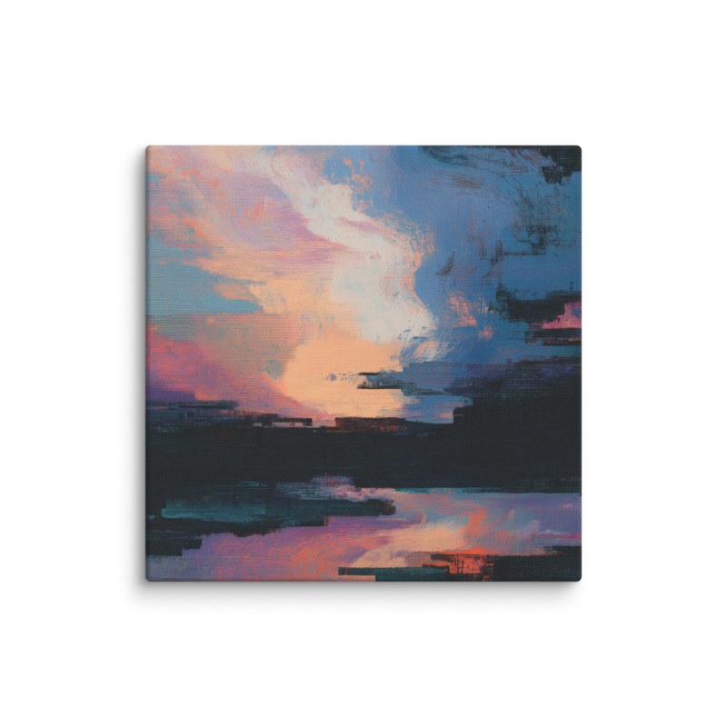 Glitch Sunset Canvas Print – Vaporwave Abstract Wall Art | Dopamine Decor Modern Home Decor