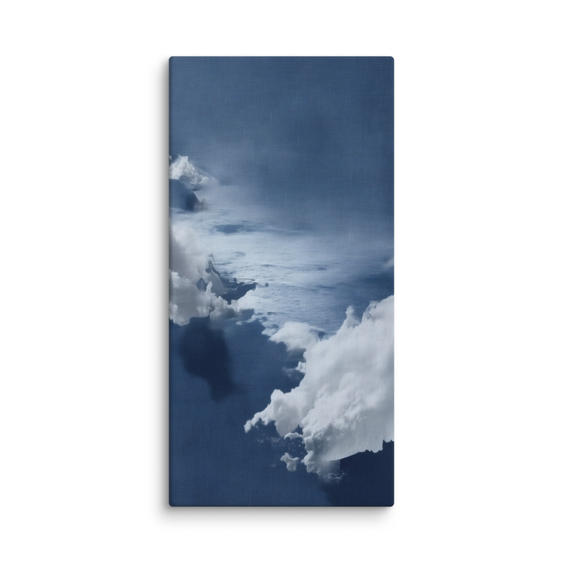 Blue Cloud Canvas Print – Coastal Minimalist Wall Art | Navy Japandi Calm Home Decor