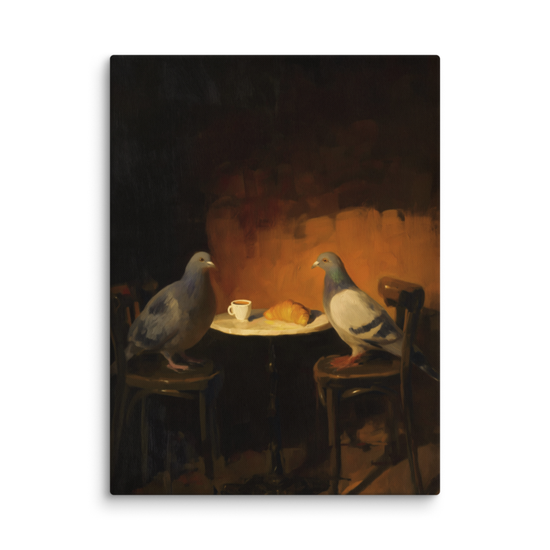The Negotiation – Pigeon Bistro Canvas Print