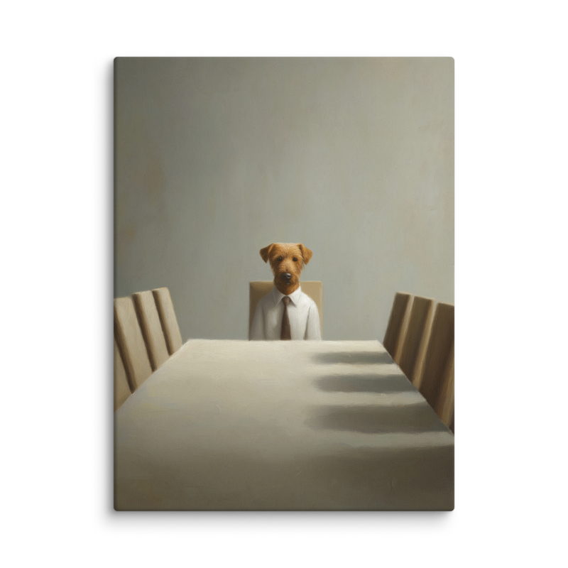 Funny Dog Wall Art – Business Dog Canvas Print | Surrealist Minimalist Office Home Decor