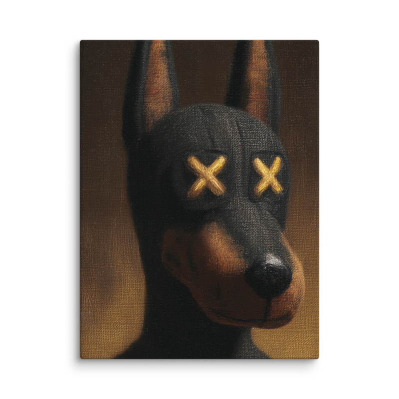 Doberman Portrait Canvas Print – Dark Luxury Street Art Wall Art | Bold Masculine Home Decor