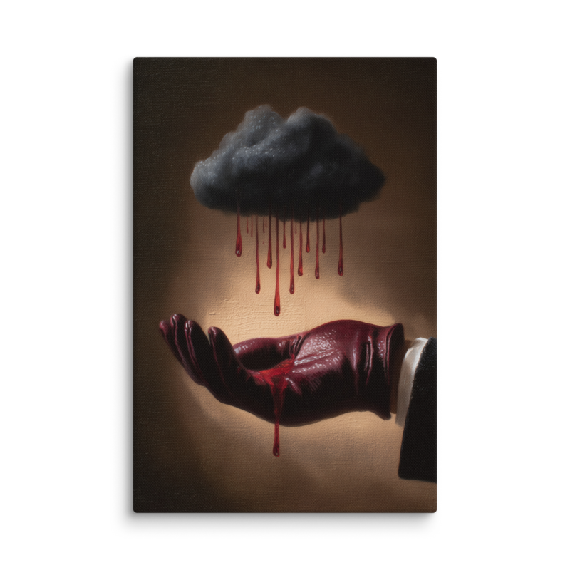 Surrealist Wall Art – Dark Cloud Hand Canvas Print | Gothic Moody Chiaroscuro Home Decor