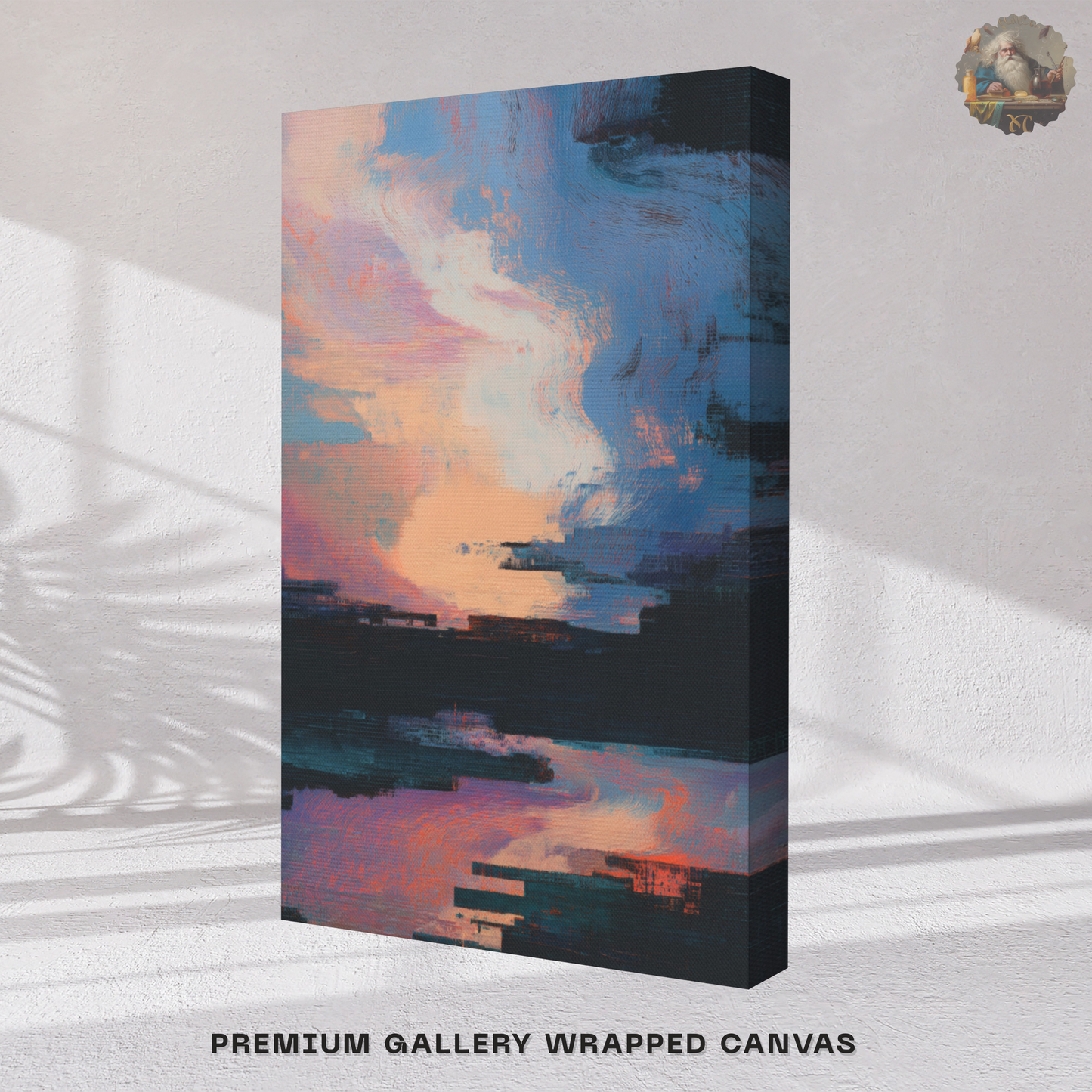Glitch Sunset Canvas Print – Vaporwave Abstract Wall Art | Dopamine Decor Modern Home Decor
