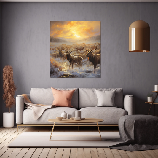 Golden Hour in Alaskan Winter - Stunning Canvas Print Inspired by Nature's Beauty