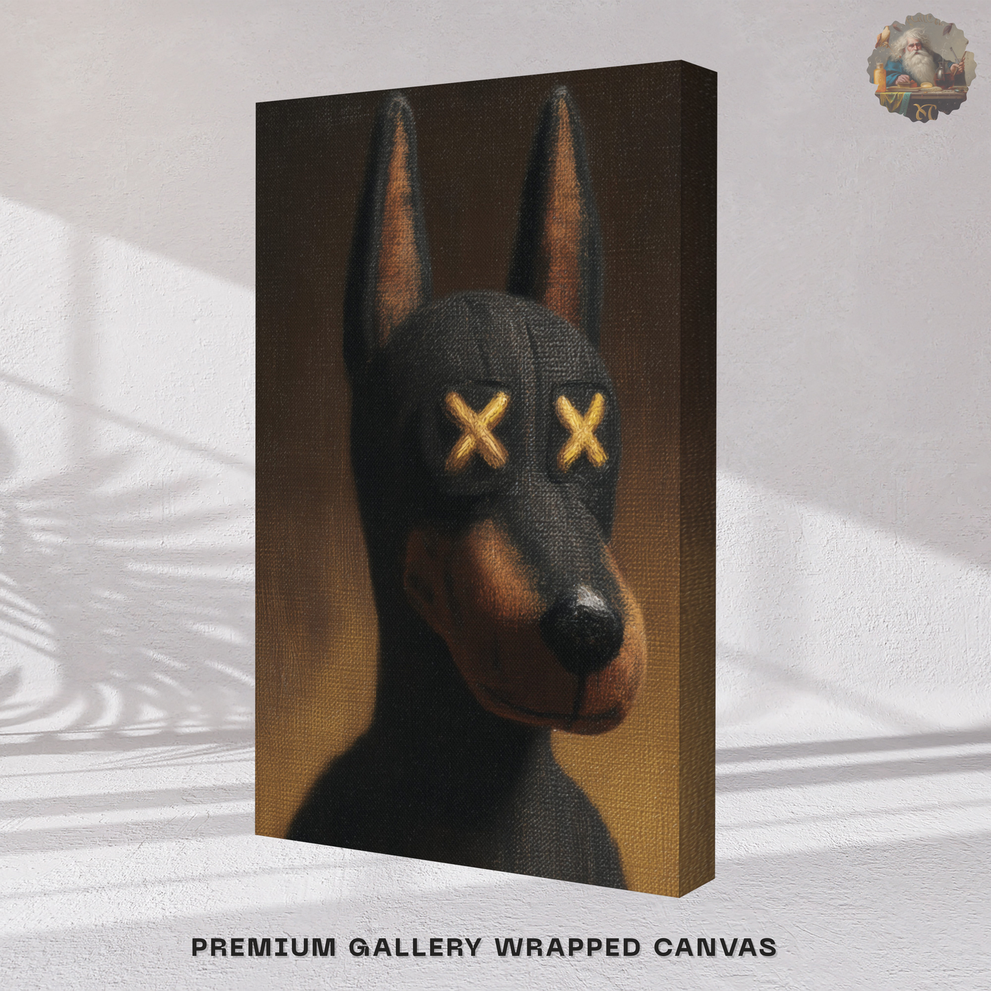 Doberman Portrait Canvas Print – Dark Luxury Street Art Wall Art | Bold Masculine Home Decor