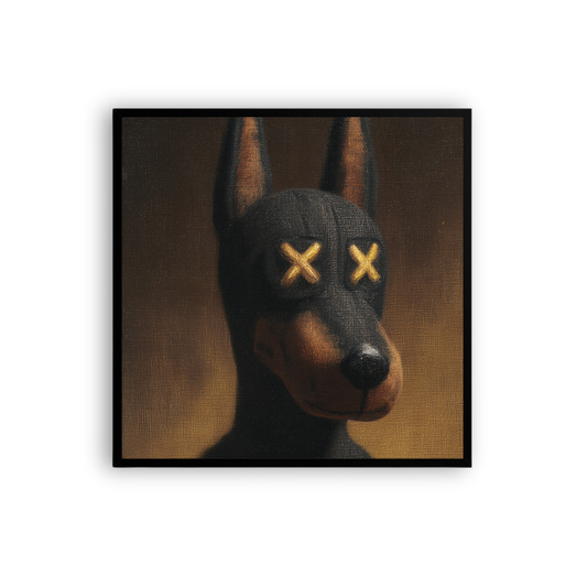 Doberman Portrait Canvas Print – Dark Luxury Street Art Wall Art | Bold Masculine Home Decor