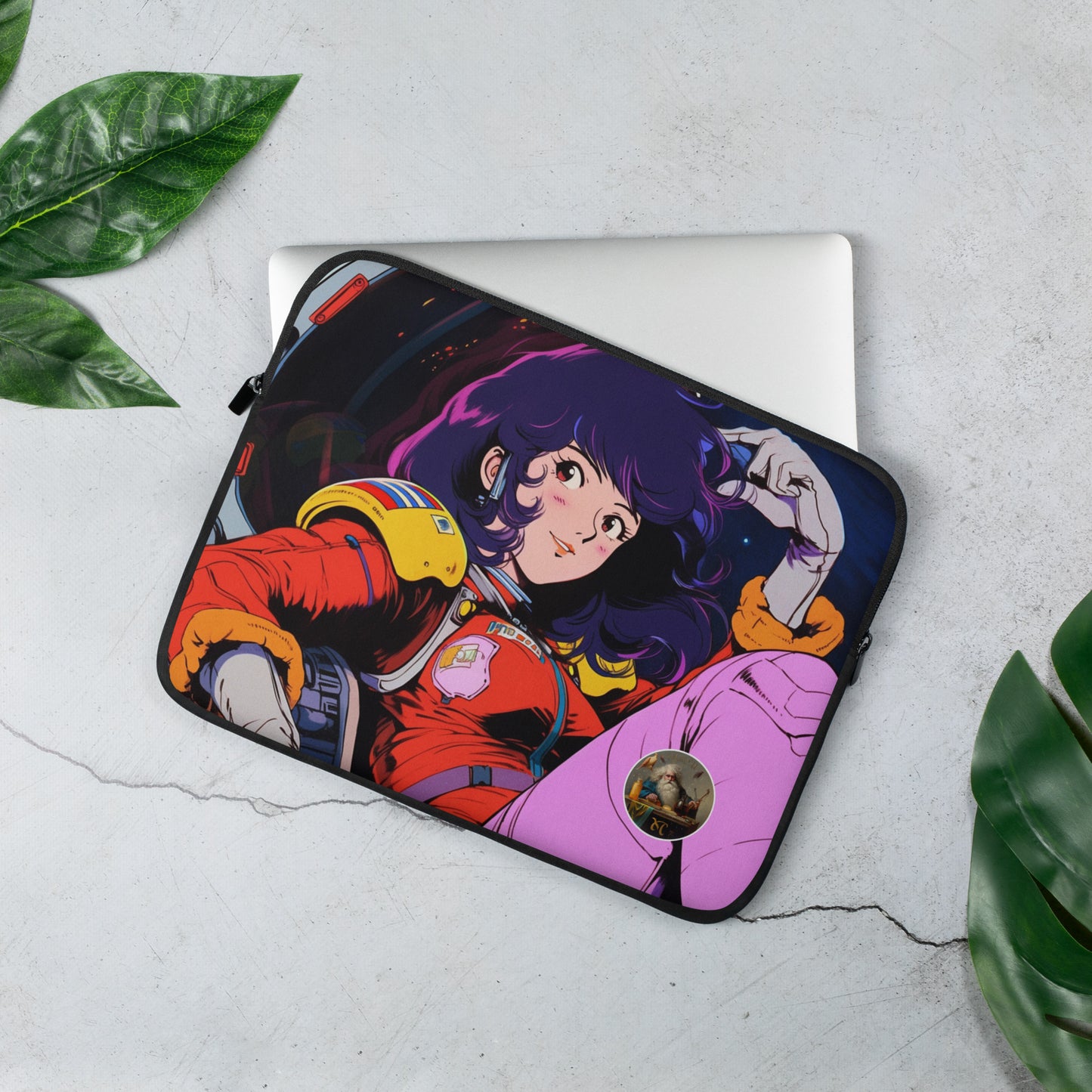 Stardust Serenity: Anime Astronaut Babe Laptop Sleeve in Yatate's Style