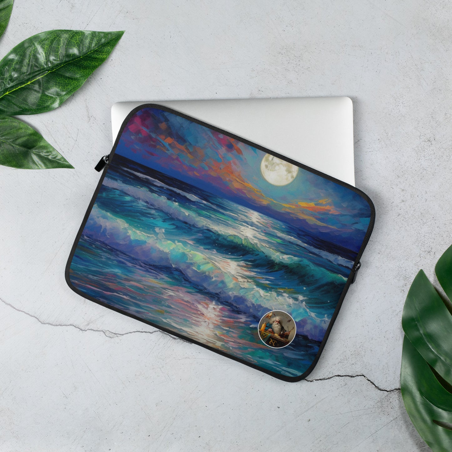 Moonlit Bioluminescence Laptop Sleeve - Protective Artistic Tech Accessory