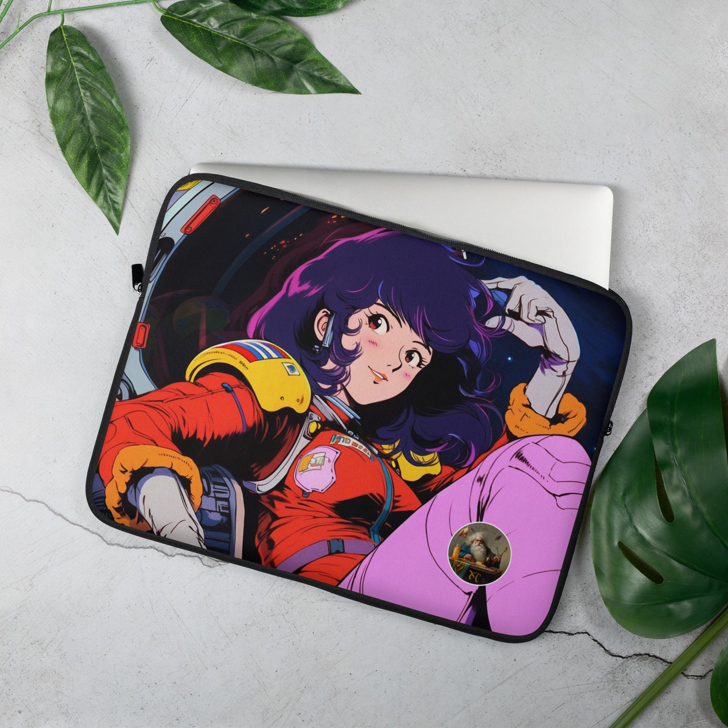 Stardust Serenity: Anime Astronaut Babe Laptop Sleeve in Yatate's Style