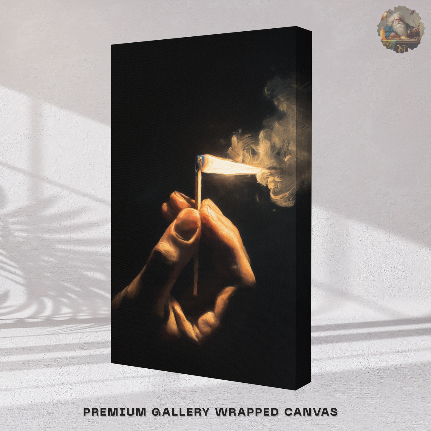 Dark Academia Wall Art – Lit Match Canvas Print | Moody Figurative Home Decor