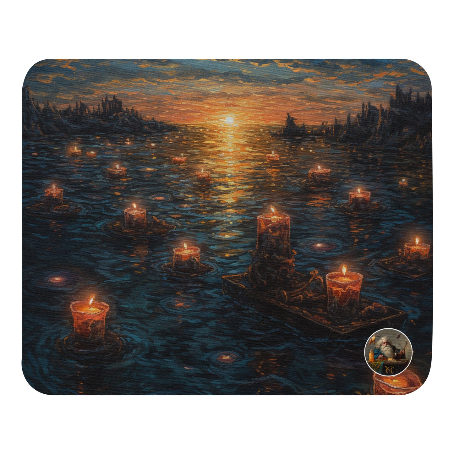 "Twilight Transition" Mouse Pad - Inspired by Rembrandt, Surreal Night-Time Scene, Unique Office Accessory