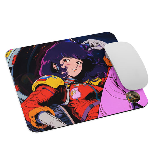 Stardust Serenity: Anime Astronaut Babe Mouse Pad in Yatate's Style