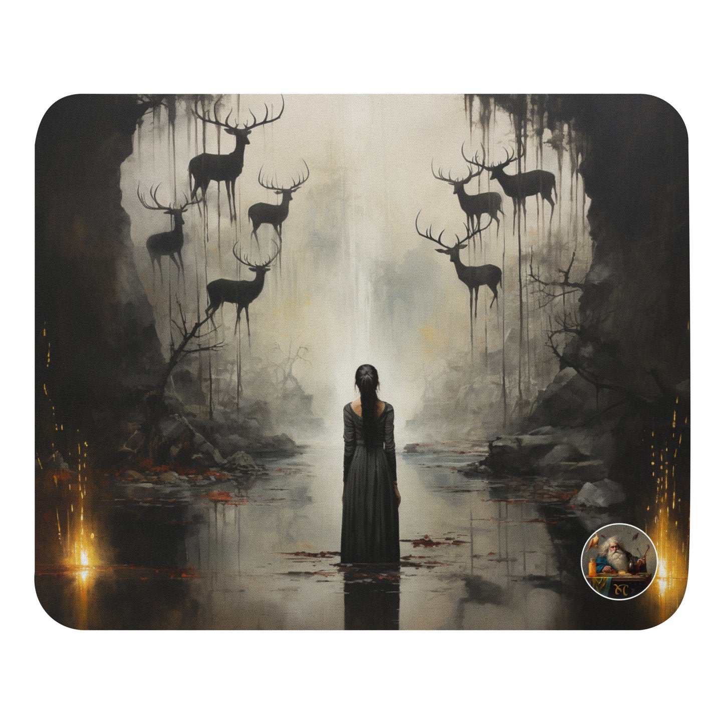 Lake Serenade: Haunting Maiden Mouse Pad Inspired by Francisco de Goya