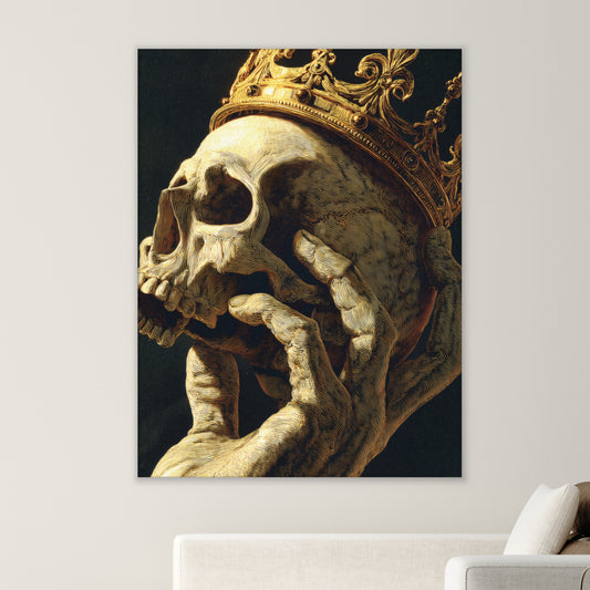 Gothic Wall Art – Crowned Skull Canvas Print | Dark Academia Memento Mori Home Decor