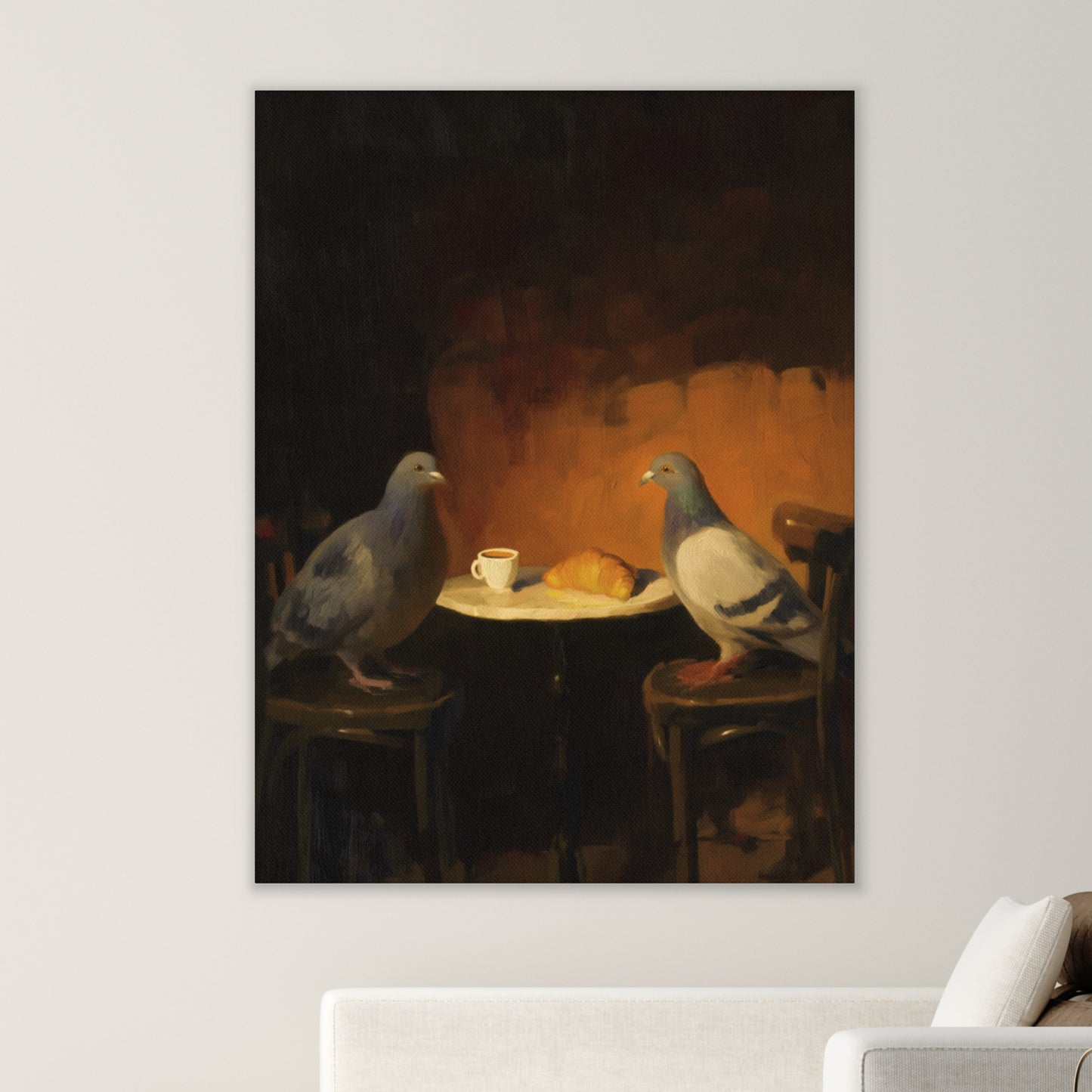 The Negotiation – Pigeon Bistro Canvas Print