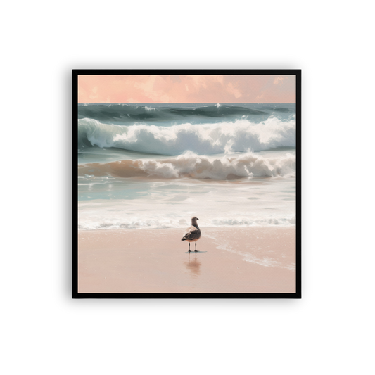 Coastal Seagull Canvas Print – Pastel Ocean Wall Art | Beachy Romantic Home Decor